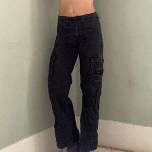 American Eagle Baggy Jogger Cargo Pants Charcoal Gray Size 2 Utility Skater